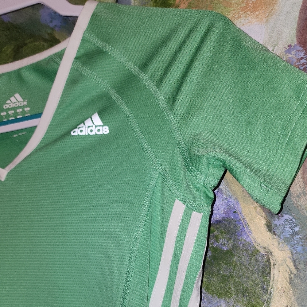 Adidas Women's Green V-Neck Top - Picture 5 of 5